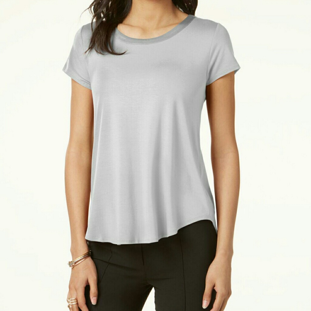 Alfani  Satin-Trim High-Low T-Shirt,